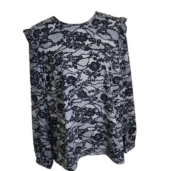Michael Michael Kors Top Long Sleeve Lace Floral Blouse Women's XL - Picture 1 of 8